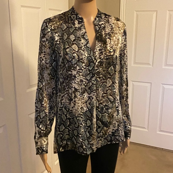 NWT Alice + Olivia Silk Blend Burnout Blouse S - Picture 2 of 12